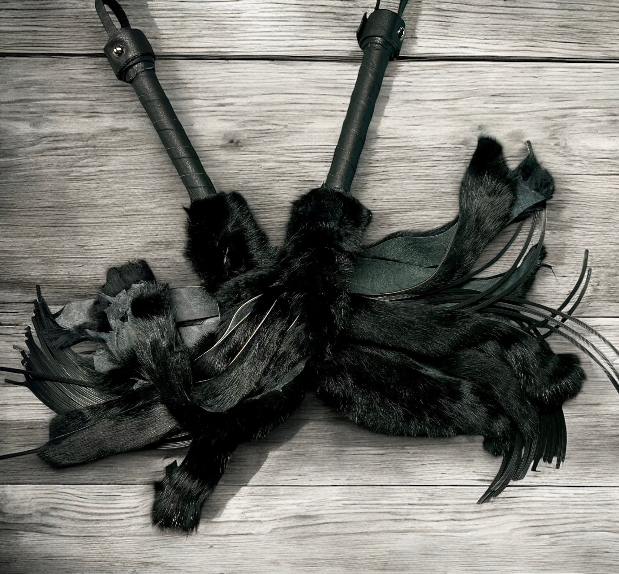 Leather and Rabbit Fur Flogger